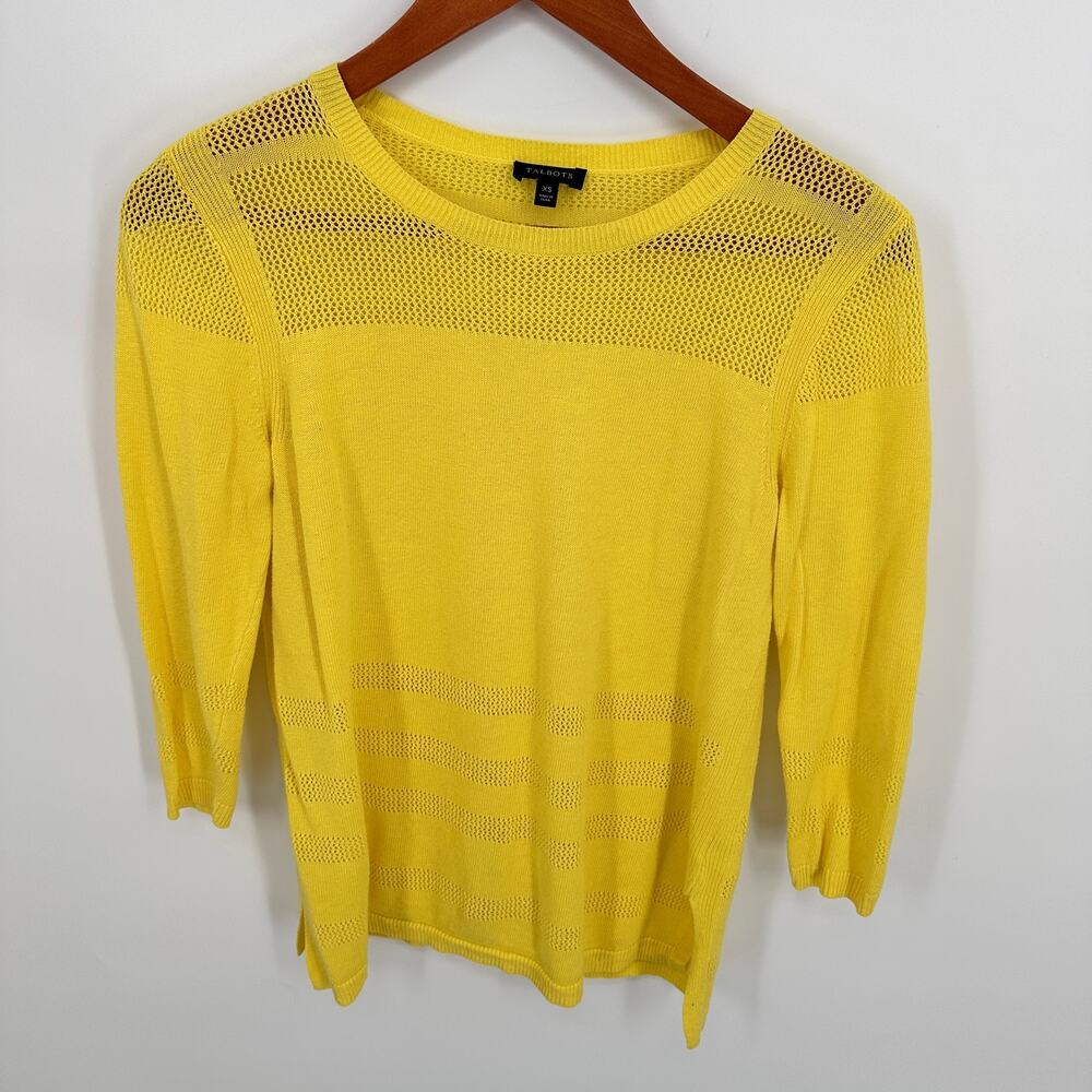 TALBOTS Bright Yellow Linen Blend Sweater // XS